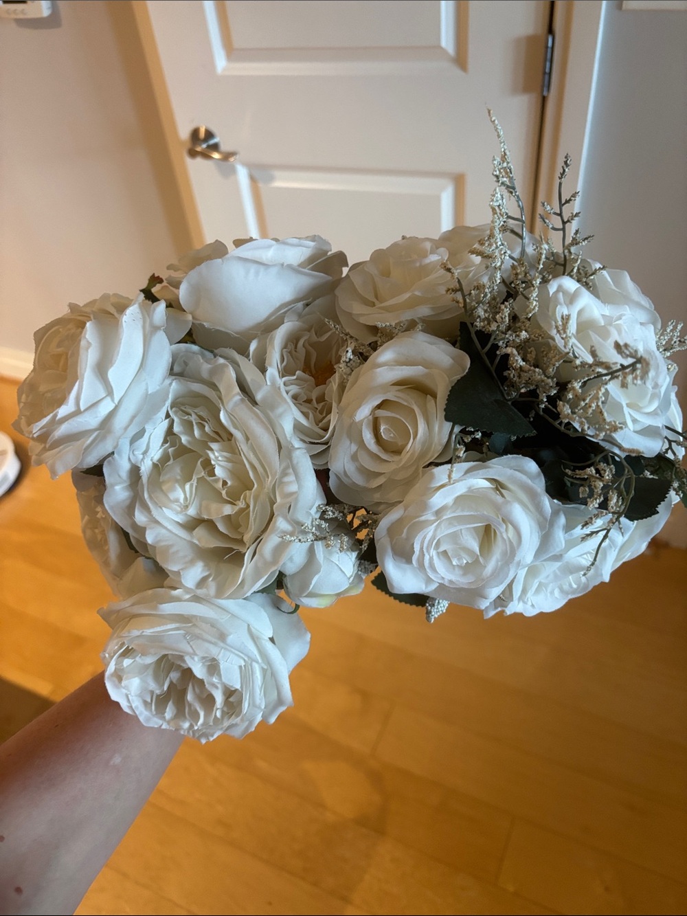 3 Stems of Faux Elegant White Rose Bouquet